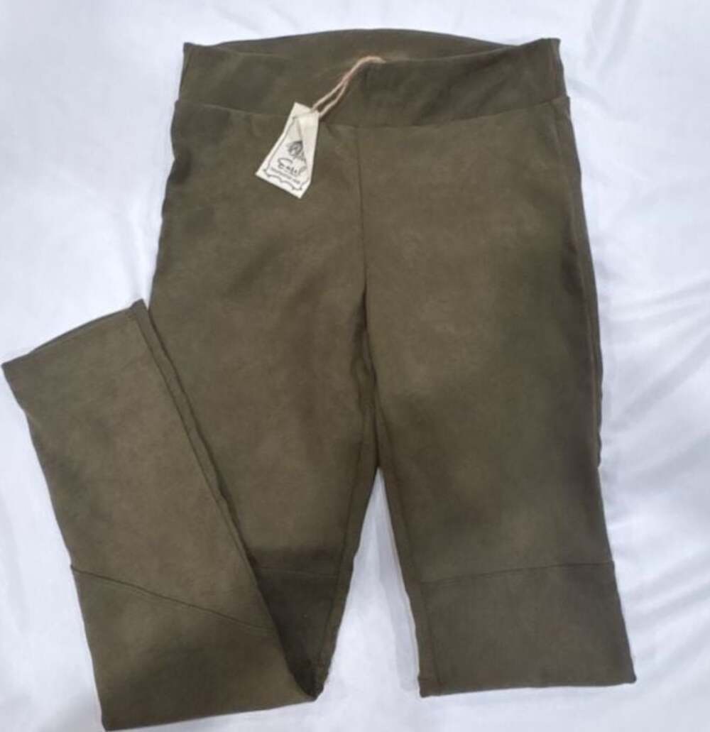 Easel Los Angeles Faux Suede Leggings Olive Green Size Large